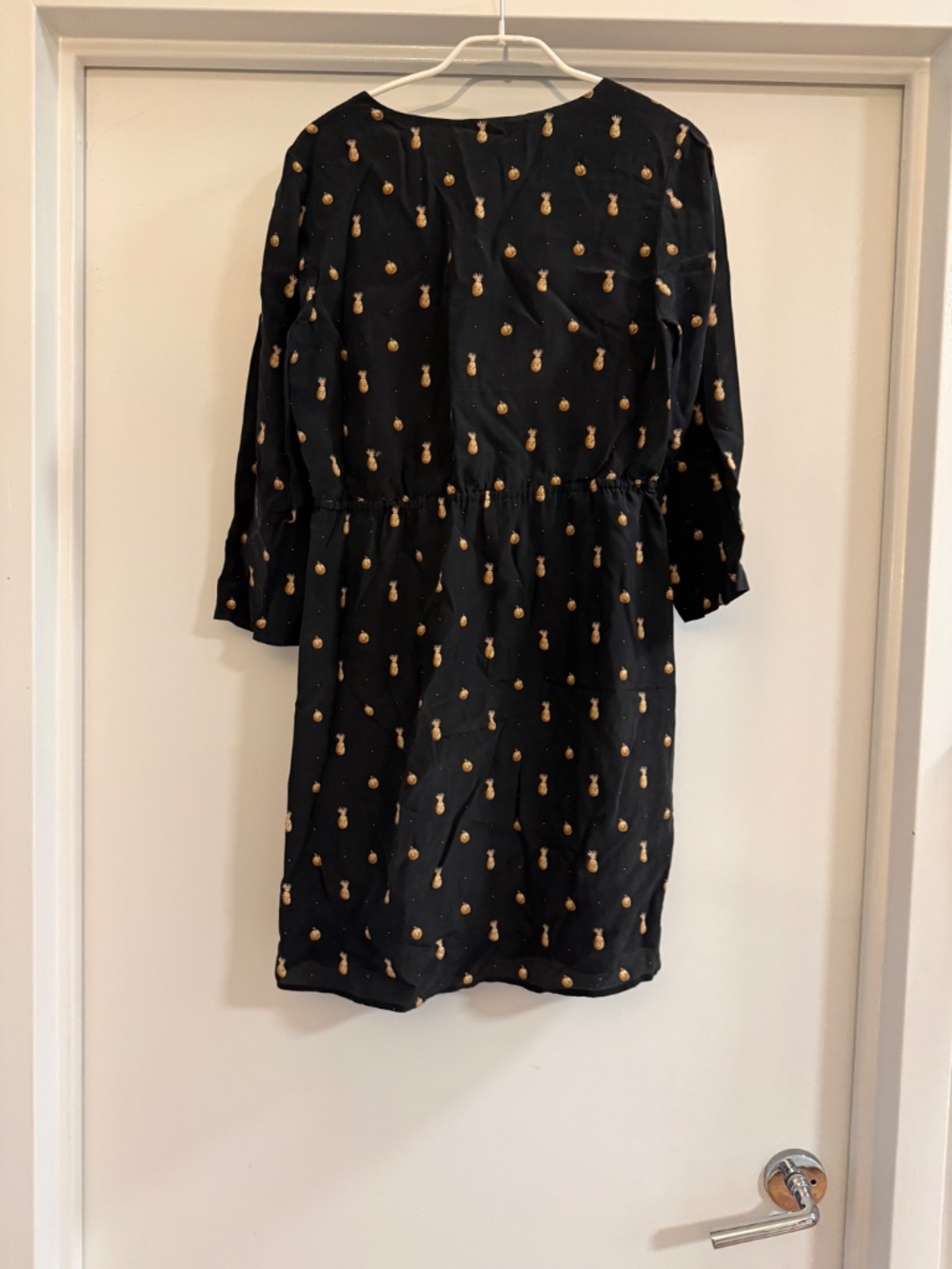 Black Sezane Dress with fruit motif - 100% silk - Picture 2 of 6